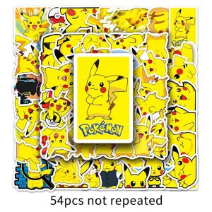 54pcs Animated Pokemon Pikachu Cartoon Cute Stickers Waterproof Decoration Laptop Luggage Anime Stickers Kid Toys