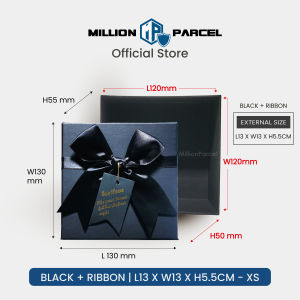 MillionParcel Ribbon Gift Box | Premium Lid & Base Box | Luxury Gift Packaging for Christmas Birthday & Valentine