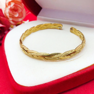 กำไล C ทองเหลืองลายเปียจิกสลับเงา ฟรีไซส์ งานดิบไม่ชุบ กำไลทองเหลืองโบราณ พร้อมส่ง