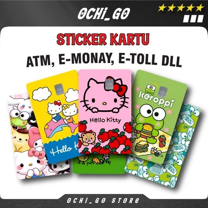 Stiker Kartu Atm Garskin Skin Card Atm Kartun Hello Kitty & Keroppi  lucu meme Sticker Kartu Atm Bca | Bri | Mandiri | Debit | Credit | E-money | Flazz (Vinyl)