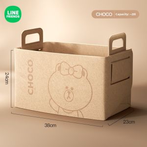 (20L)100% Authentic Line Friends Storage Box Desktop Fabric Clothes Cotton and Linen Storage Basket Portable BROWN CHOCO Birthday Gifts LFB179