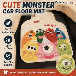 WildPioneer Universal Cartoon Car Floor Mats Premium Coil Anti Slip Washable Floor Liners
