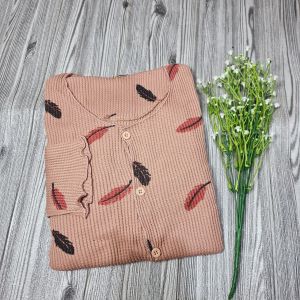 Cardigan Garis Motif Cardy Crop Curly