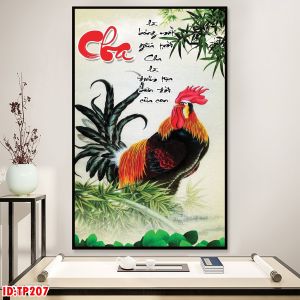 Tranh chữ thư pháp ý nghĩa Cha-Mẹ Thầy-Cô Tâm-Tín- Nhẫn tranh tráng gương 5D cao cấp.