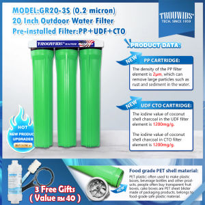 TROUWIDS 20 Inch Household Water Filter Complete Set Large Flow 0.1 Micron Penapis Air Luar Rumah