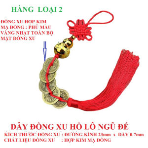 Dây đồng xu ngũ đế gắn Hồ Lô Vàng trân đỉnhDây đồng xu phong thuỷ mang ý nghĩa may mắn