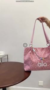ALO Leopard Print Fabric Tote Bag Five Color Options Decorative Bead Chain Large Capacity Leather Top Handle Ladies Daily Office Shoulder Bag
