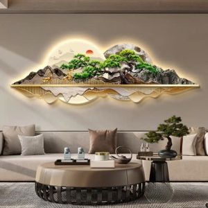 (ẢNH CHỤP) Tranh đèn led núi non hùng vĩ 7 uv trang trí decor phòng khách kèm đinh