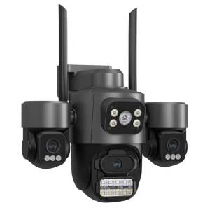 ICSEE 12MP Three Lens Three Screen Humanoid Recognition AI Alarm PTZ WIFI IP Camera Waterproof CCTV