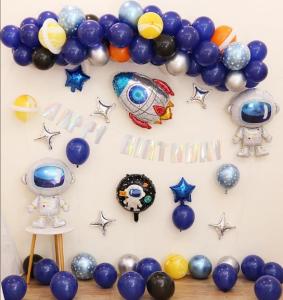 【In Stock 】92PCS/set Outer Space Theme Balloon For Happy Birthday Party Decoration Set Astronaut Foil Balloons Toys for Boy ET Planet Rocket Explore Partner kids birthday party supplies set