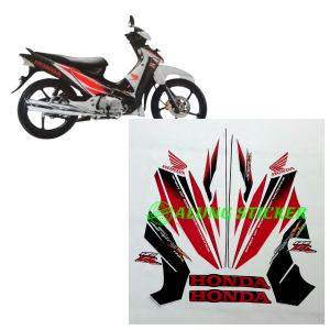 STIKER STRIPING LIS LES BODY MOTOR SUPRA X 125R 2005 HITAM-PUTIH 1SET STANDAR