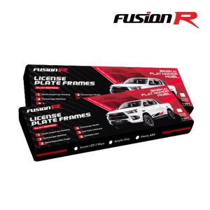 Dudukan Tatakan Tempat Cover Wadah Plat Nomor Nomer Mobil Universal FUSION R Variasi Mewah Lengkap Baut SET Depan Belakang