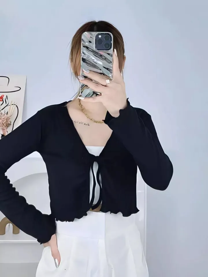 CARDIGAN RAJUT CROP TALI WANITA LENGAN PANJANG KOREAN STYLE