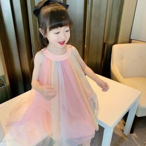 Unlimited X Sleeveless Mesh Rainbow Princess Dress for Girls Rainbow Princess Dress