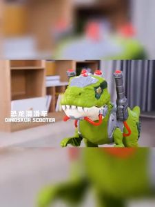 YBL Dinosaur Scooter Puzzle Children Dinosaur Cavalry Kick Scooter Kids Ride-On Dinosaur Scooter Toy with Mist Spray Music Light Sound Stable Base Outdoor Indoor Riding Toy Gift