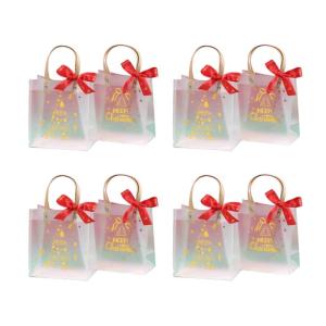 Set Of 8 Clear Christmas Gift Sacks Transparent Candy Bags Storage Pouches for Party Favors and Seasonal Packaging