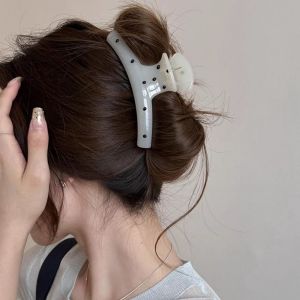 XINSU38 Acrylic Bow Hair Claw Bowknot Cute Hairpin Polka Dot Hair Clip Fresh Korean Style Big Hair Claw Girl
