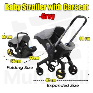 Baby Car Seat Stroller And Foldable Canopy|4-In-1 Travel Stroller With 2-Way Push Handle