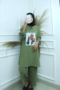 SETELAN KEKINIAN KAKTUS SET CRINKLE APK SABLON BAJU + CELANA Oneset 2 In 1 Crinkle Terbaru Viral COD