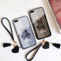Phone Case With Strap iPhone 6 6s Plus 5 se 2018 2020 2022 13 pro max mini Fashion Robot Cool Bear Pattern Hard Glass Protection Casing. 