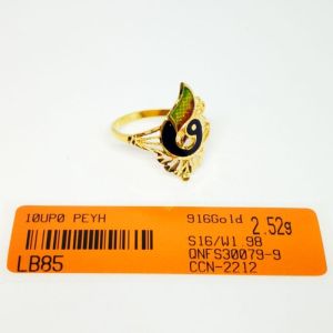 Cincin Peacock Design India Saiz 14 14.5 16 17 18 Emas 916 Yon Hing