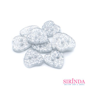 กระดุมเรซิ่นหัวใจกากเพชร2รู (11.43มิล) (0001129)