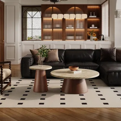 Round Coffee Table Natural Cave Stone Small Tea Table Combination Nordic Side Table Living Room R round Coffee Table Household Apartment