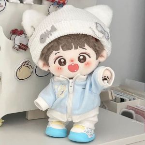 BEIBEI Cat Jacket 20cm Cotton Dolls Clothes Cute Hat Fishbone Cotton Doll Outfit Cute Multi Color Doll Clothes Set Cotton Doll Accessories