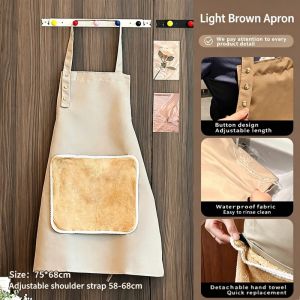 Vixplorn Kitchen Apron Detachable Towel Waterproof Stain Resistant Canvas Cooking Coffee Work Apron