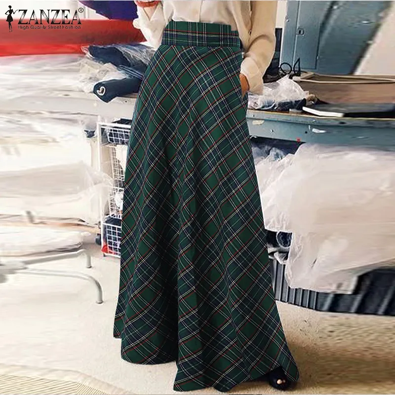 Plaid check shop maxi skirt