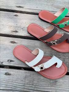 2025 Spring/Summer New WomenS Sandals Comfortable Wedge Heel Thick Sole Simple Single-Strap Buckle Sandals