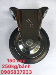 Bánh xe cao su cố định 150 mm tải trọng 250 kg/bánh dùng lắp xe đẩy hàng di chuyển nhẹ nhàng tại Máy NTT