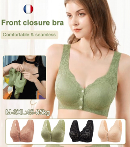 Comfortable Non-marking Bra Lace Nude Lingerie Women Front Open Button Fits Snugly Without Sticking to the Skin