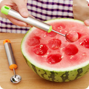 New Melon Baller Scoop Stainless Steel Ice Cream Sorbet Watermelon Scoops Mashed Fruit Spoon Kitchen Supplies Accessories