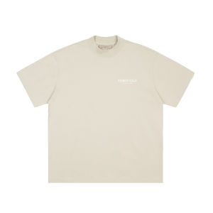 YCAMEL 2023 Fog fear of God double thread essential flocking letter high street short sleeve t-shirt men and women trend couple