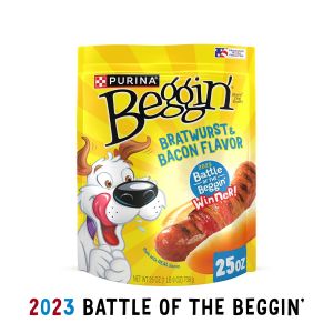Thức ăn cho chó cưng PURINA BEGGIN BRATWURST & BACON FLAVOR 708g hương vị xúc xích và thịt xông khói của Mỹ