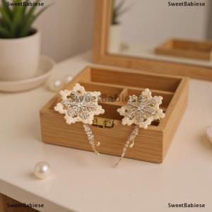 [COD] SweetBabiese 1 cặp bông tuyết tóc Clip Rhinestone tua tóc Clip Fluffy Side clip cho phụ nữ cô gái tính khí Phụ kiện tóc ngọt ngào