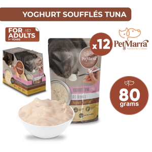 PetMarra Tuna Yoghurt Souffles Adult Cat Wet Food Pouch 80g BUNDLE OF 12 cats pet foods pets yogurt all breeds