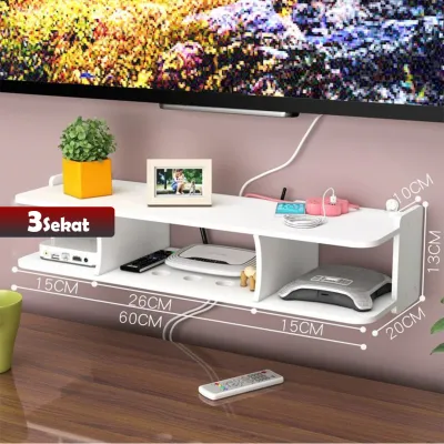 Rak Set-Top Kotak Dinding TV Ruang Tamu Bebas Pukulan Kotak Penyimpanan Router Hiasan Dinding Partisi Dekoratif Kamar Tidur - YOSINOGAWA STORE