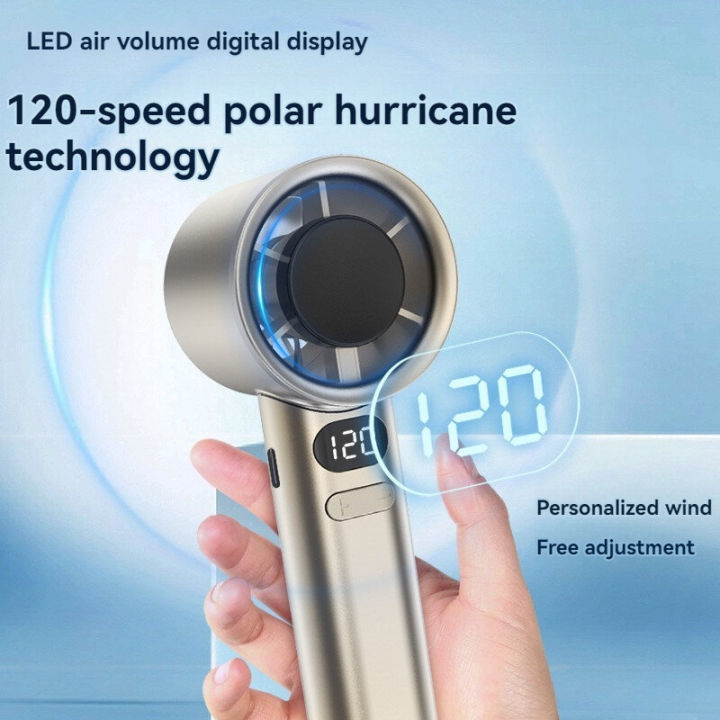Handheld Turbo M11 Fan with 1 - 120 Wind Speed Adjustment and LED Display Rechargeable Desk Fan