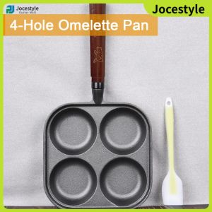 [Jocestyle] 4-Cup Iron Egg Frying Pan with Handle Pancake Pan Omelette Pan for Breakfast Fried Egg Pancakes Steaks Hamburger