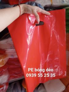 [500-1Kg/size] - túi nilon PE bóng dẽo Màu Đỏ