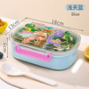 Cartoon Dinosaur Compartment Bento Box Student Fresh-keeping Box Takeaway Fruit Box Lunch Box for Kids