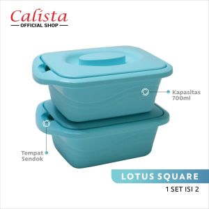 CALISTA LOTUS Kotak 700 ml Set isi 2 Pcs Wadah Saji makanan Food Preparation Full Color Wadah Penyimpanan