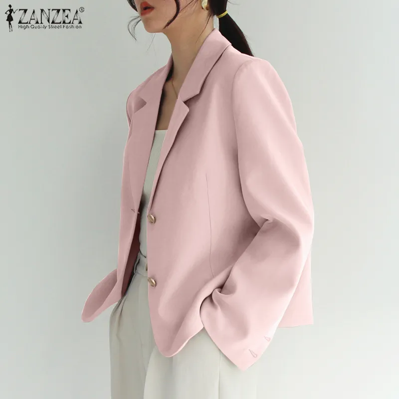 ZANZEA Korean Style Women Office Suits Sets Turn-Down-Collar Solid Blazer  Simple Long Trousers #10