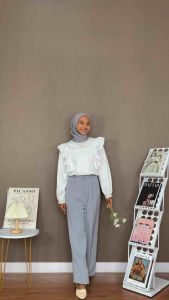 NJ Jennie Blouse Ruffle Renda Atasan Wanita Kantor Korean Style