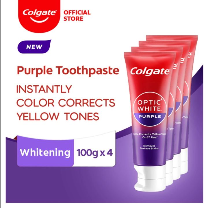 Colgate Optic White Whitening Toothpaste Purple, Color-Corrects Yellow ...