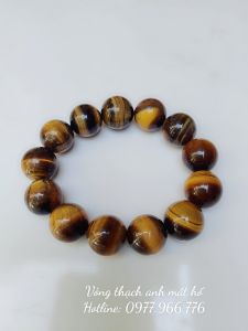 Vòng Tay Đá Thach Anh Mắt Hổ Vàng Nâu Tự Nhiên Size Lớn 16 li - Đá Phong Thủy