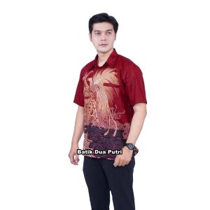 Couple Batik Pria Wanita Warna Merah Maron Motif Burung Sku [ elang ]