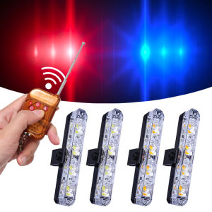 Car Police LED Light Strobe Red Blue Emergency Remote Wireless Control Flash Signal Fireman Beacon Warning Lamp Grill